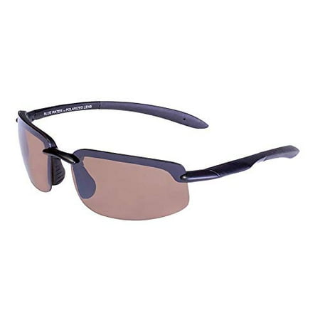 Bluewater Ty-phoon Sport Golf Riding Sunglasses Black Frame Color Enhancing Polarized Brown
