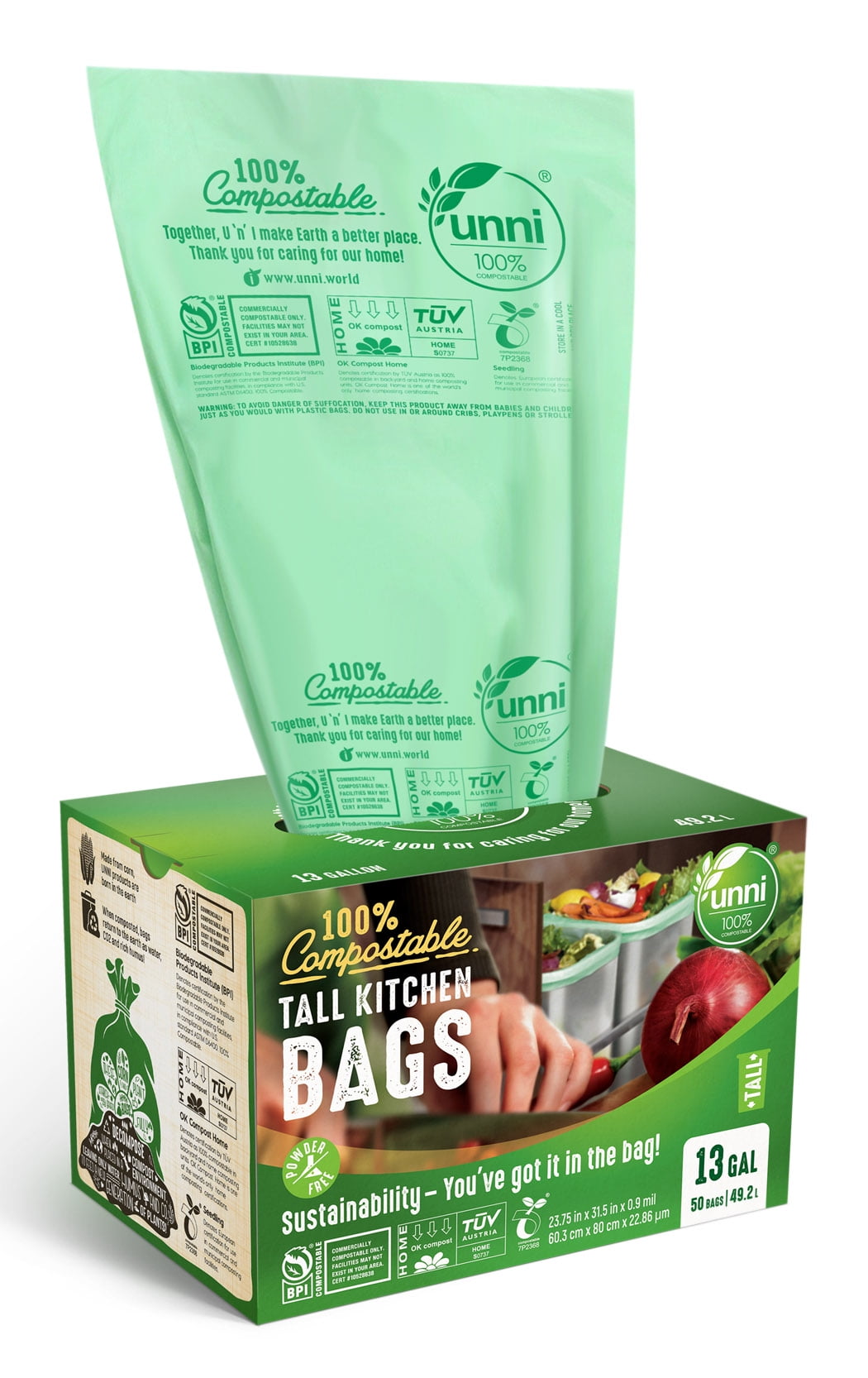 Compostable Heavy Duty Unscented Tall Kitchen Trash Bags - 60