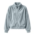 thumbnail image 4 of Girls Fleece Jacket with Pockets Casual Warm Full Zip Turtleneck Kids Winter Hoodless Jackets Gray 12, 4 of 8
