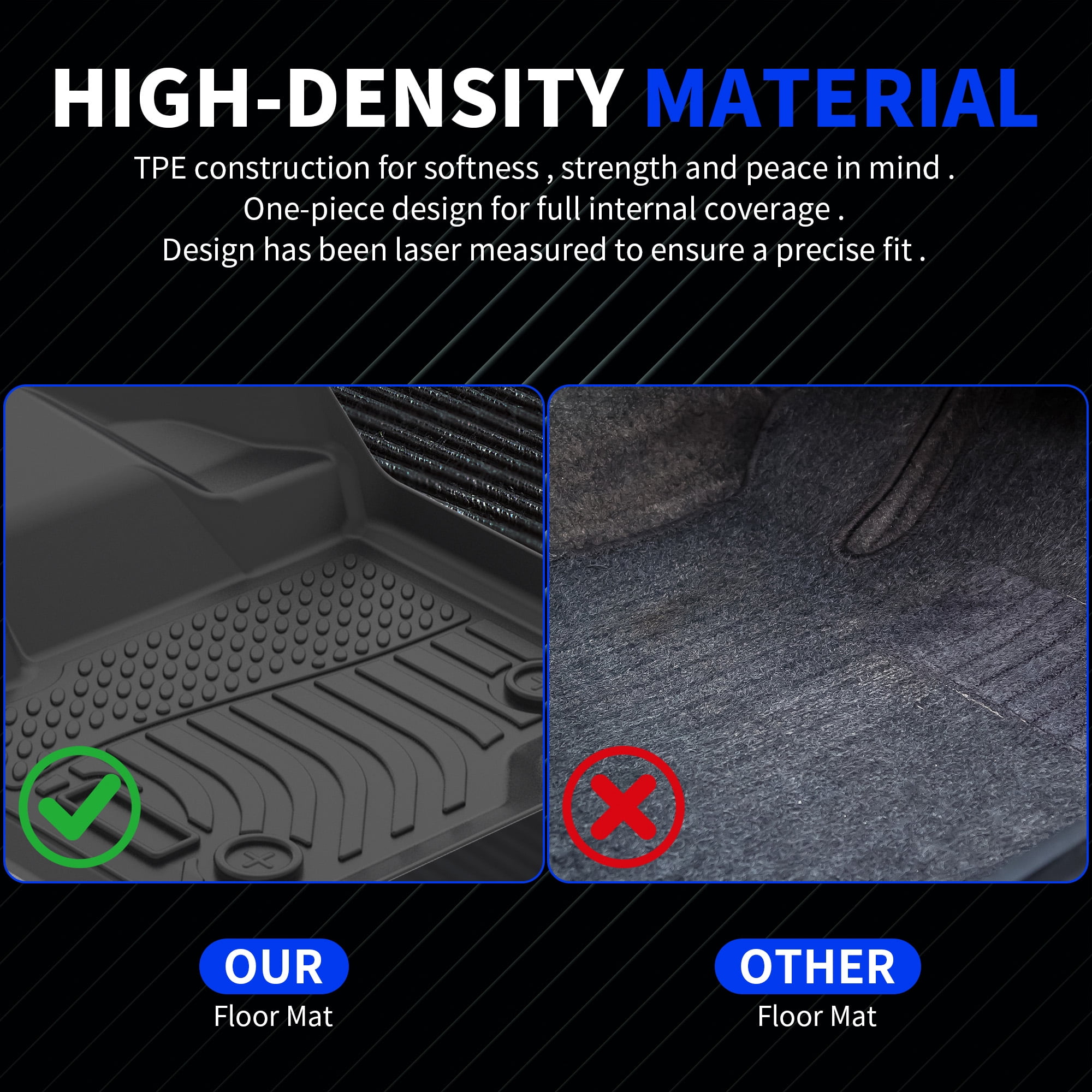 Floor Mats Fit for Ford F150/F-150 2015-2024(Rear w/o U-Seat Flat Storage) Custom Fit All Weather TPE Protection Floor Mats Set Customized 1st & 2nd Row Car Floor Mat Set,Heavy Duty Accessories,Black