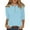 287# Light Blue, variant on DENGDENG Womens Shirts 3/4 Sleeve Prints Casual Button Down Tops Summer Elbow Sleeve Crew Neck Tshirts Spring Three Quarter Length Tunics Trendy Petite Blouses Yellow S