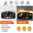 thumbnail image 3 of Matte Black Flush Mount Ceiling Fan, 18Inch Contemporary Enclosed Ceiling Fan with Remote, 3 Blades, Caged Ceiling Fan Light for Living Room Bedroom, 3 of 9