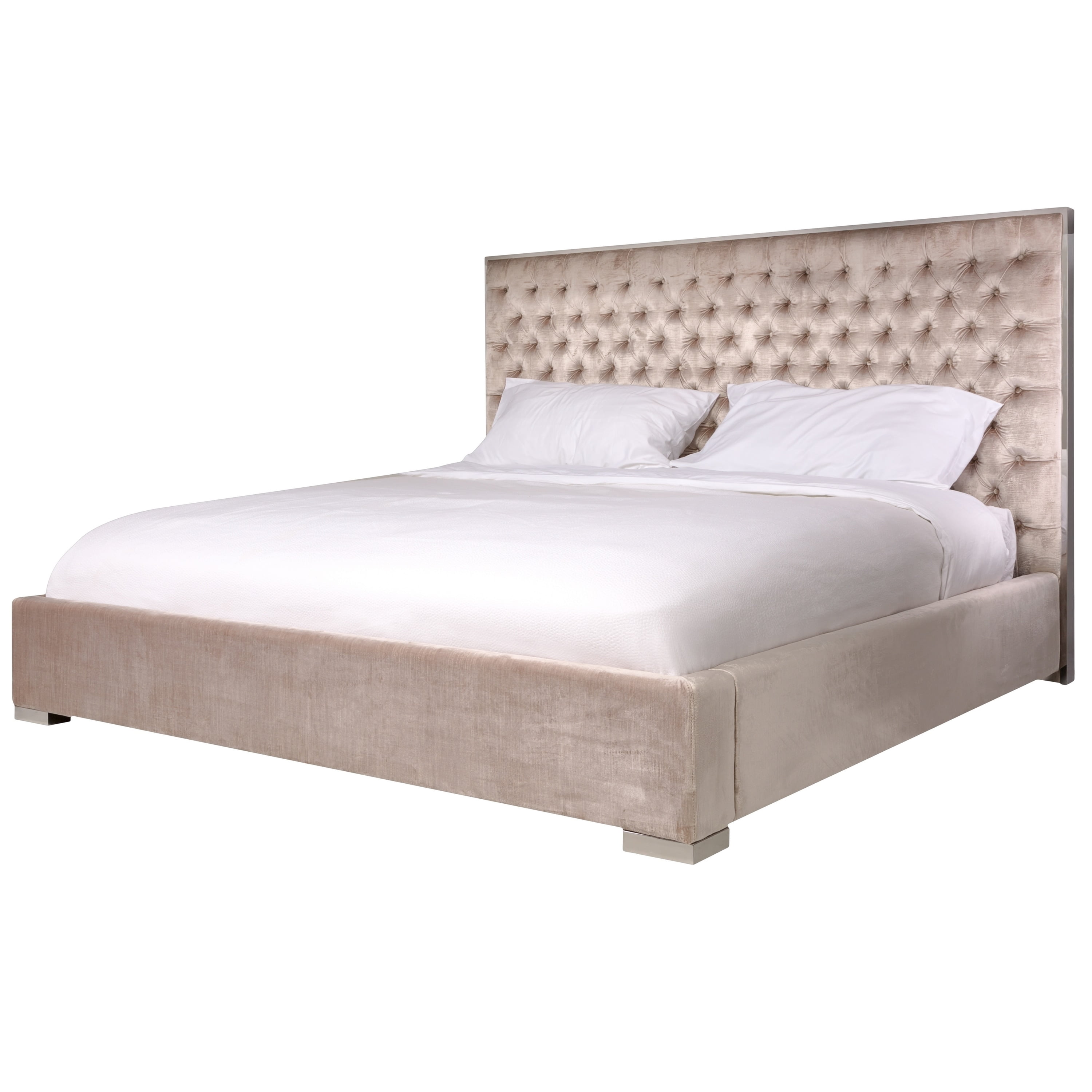 Safavieh Couture Chester Glam Pearl Tufted Velvet Commercial Grade Bed