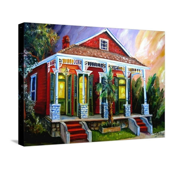 Art.com New Orleans Shotgun Stretched Canvas Print Wall Art by Diane Millsap, 24" x 18"