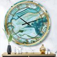 thumbnail image 1 of Designart 'Ocean Blue Golden Marble Modern Wall Clock, 1 of 3