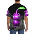 thumbnail image 3 of Lsque Pikmin print Men's Cuban Collar Short Sleeve Shirt Summer Beachwear Casual Button Down Fashionable Vacation Leisure Shirt-Large, 3 of 7