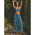 thumbnail image 2 of Pantalón TARSE de lino holgado, pierna ancha, con cordón, XL, azul lago, 2 of 3