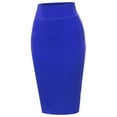 thumbnail image 1 of A2Y Women's Basic Solid Ponte Knee Length Slit Techno Span High Waist Pencil Skirt Royal Blue M, 1 of 3
