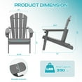 thumbnail image 5 of FODINGHILL Folding Adirondack Chair Set of 2,HDPE All Weather Fire Pit Chairs,Outdoor Plastic Chairs for Patio Porch Garden,Grey, 5 of 11