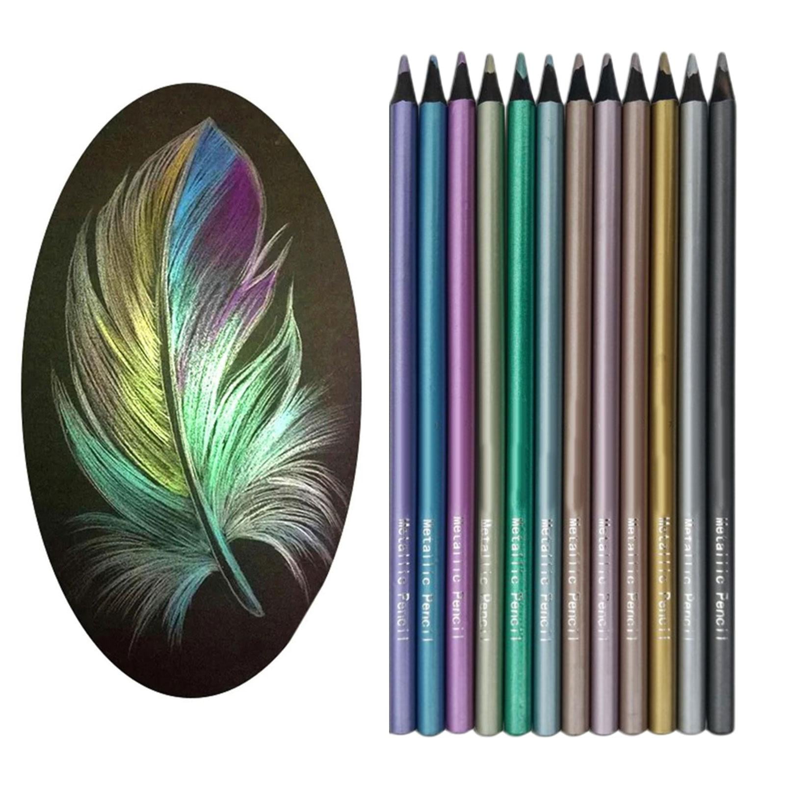 12-color Metallic Colored Pencils Set: Professional Art Supplies