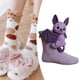 thumbnail image 3 of Calcetines de punto de animales, calcetines de punto gruesos para mujeres y adultos, originales hechos a mano Murciélago morado, 3 of 7
