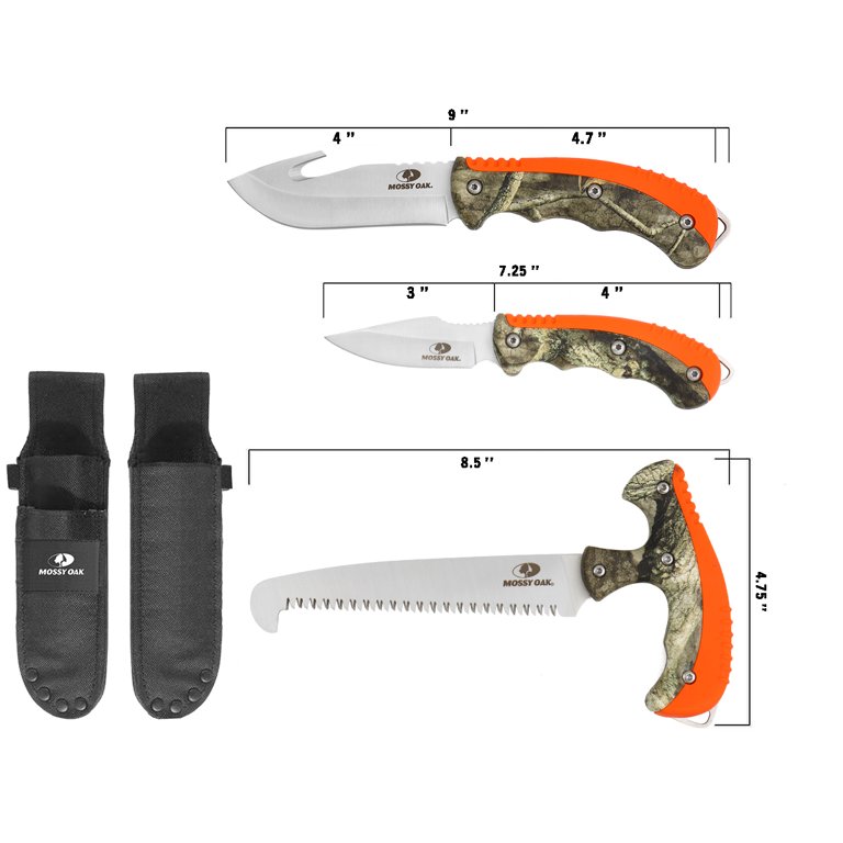 Mossy Oak 3 Pieces Hunting Knives Combo Set,4 inch 3CR Stainless