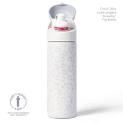 Cirkul 26oz StrawSip Flip Water Bottle, Stainless Steel, Double Wall Insulated, Luxe Leopard (White Leopard)