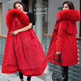 thumbnail image 5 of Women Winter Jacket Parka Clothes Loose Long Coat Wool Liner Hooded Jacket  Collar Warm Thick Snow Wear  Padded Parka, 5 of 7