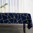 thumbnail image 4 of BalsaCircle 60" x 102" Navy Blue Gold Metallic Geometric Design Polyester Rectangle Tablecloth, 4 of 8