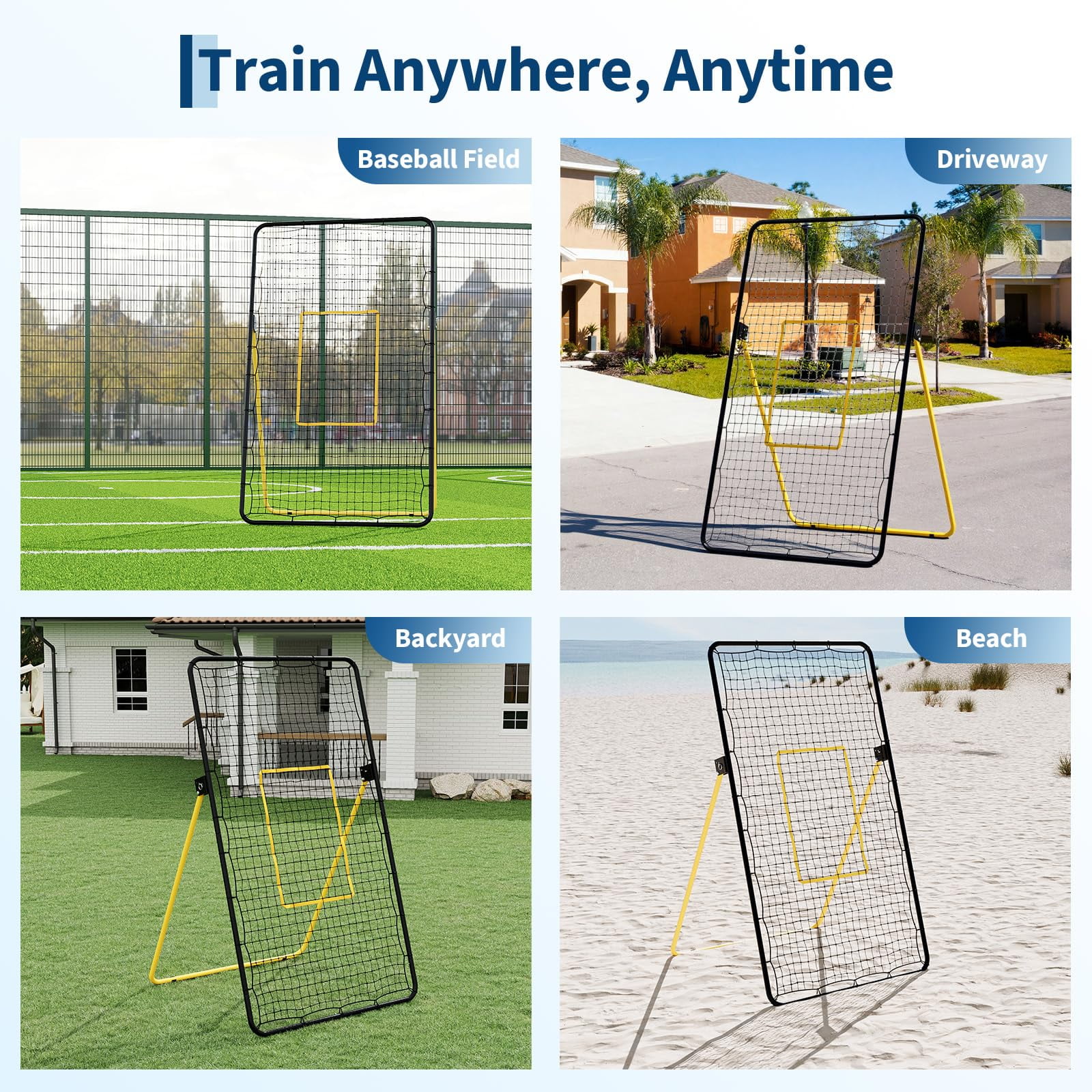Volleyball Rebounder Net 7x4 Ft Adjustable Bounce Back Net for Volleyball Training, Multi-Angle, Easy Setup, Foldable, Includes Ground Stakes, Ideal for Home Gym & Outdoors