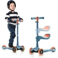 thumbnail image 3 of Lascoota 3-Wheel Kick Scooter - Convertible Sit & Stand Design - Motion-Activated LED Wheels - Adjustable Lean-to-Steer Handlebar - Sky Blue, Ages 3-12, 3 of 11