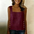 thumbnail image 2 of GERsome Women's Tank Tops Square Neck Sleeveless Side Button Hem Loose Fit Shirts for Summer Casual Vacation Wine Size M, 2 of 9