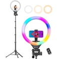 thumbnail image 1 of 14'' LED Foldable Ring Light with 62'' Tripod Stand, Selfie Ring Light for Video Recording, Live Streaming, TikTok & YouTube, Compatible with  &  (Black), 1 of 8