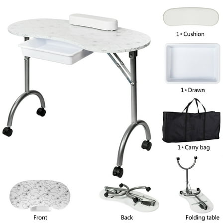 Zimtown Portable & Foldable Manicure Table Nail Technician Desk Workstation Manicure Table with Bag (Best Nail Drill For Nail Technician)