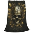 thumbnail image 2 of Pofeuu Vintage Gold Leaf Skull Print Ultra-Soft Micro Fleece Blanket,for Bed Or Sofa,All Season Throw Blankets Flannel Blanket-50"x40", 2 of 7