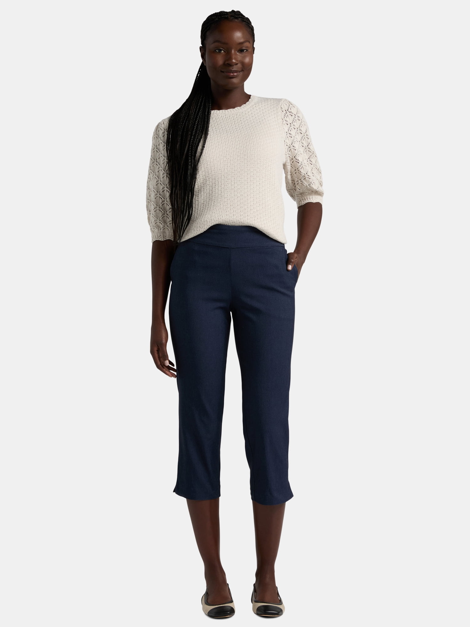 The Pioneer Woman Millennium Stretch Capri Pants, 23” Inseam, Sizes S-3X, Women’s