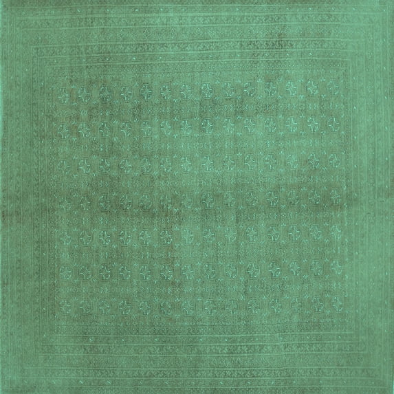 Ahgly Company Machine Washable Indoor Square Abstract Turquoise Blue Contemporary Area Rugs, 8' Square