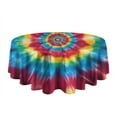 thumbnail image 5 of Colorful Rainbow Tie Dye Spiral Pattern Round Tablecloth 60"x60",Wrinkle Wipeable Table Cloth for Kitchen Dining Room Picnic Patio Party, 5 of 6