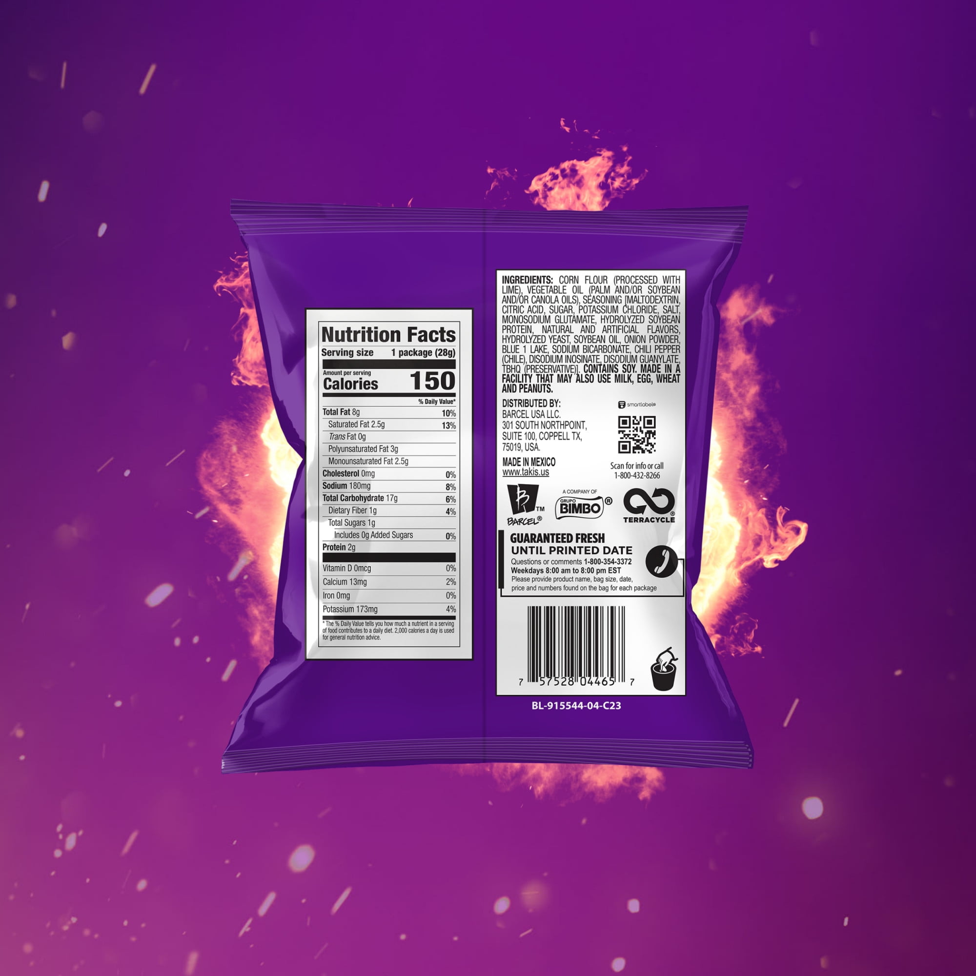 Takis Blue Heat 40 pc / 1 oz Multipack, Hot Chili Pepper Rolled Tortilla Chips