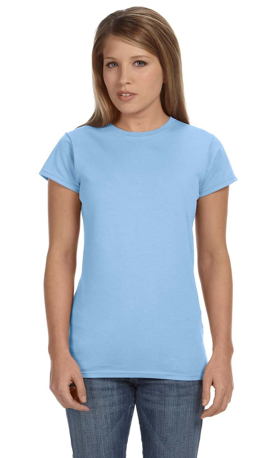 Gildan The Gildan Ladies Softstyle 45 Oz Fitted T Shirt Light Blue