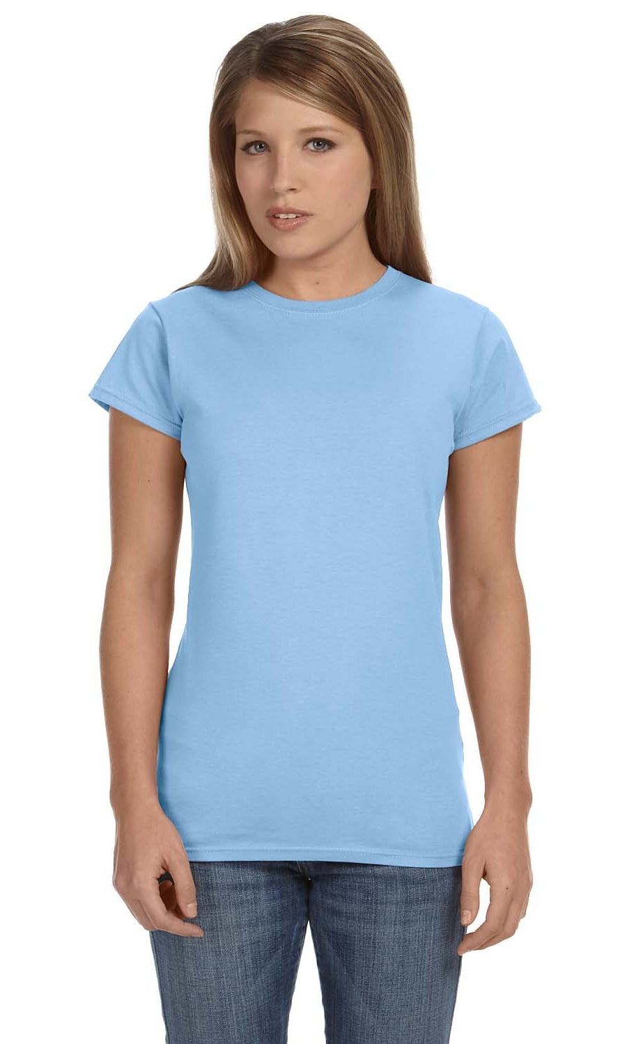 Gildan The Gildan Ladies Softstyle 45 Oz Fitted T Shirt Light Blue