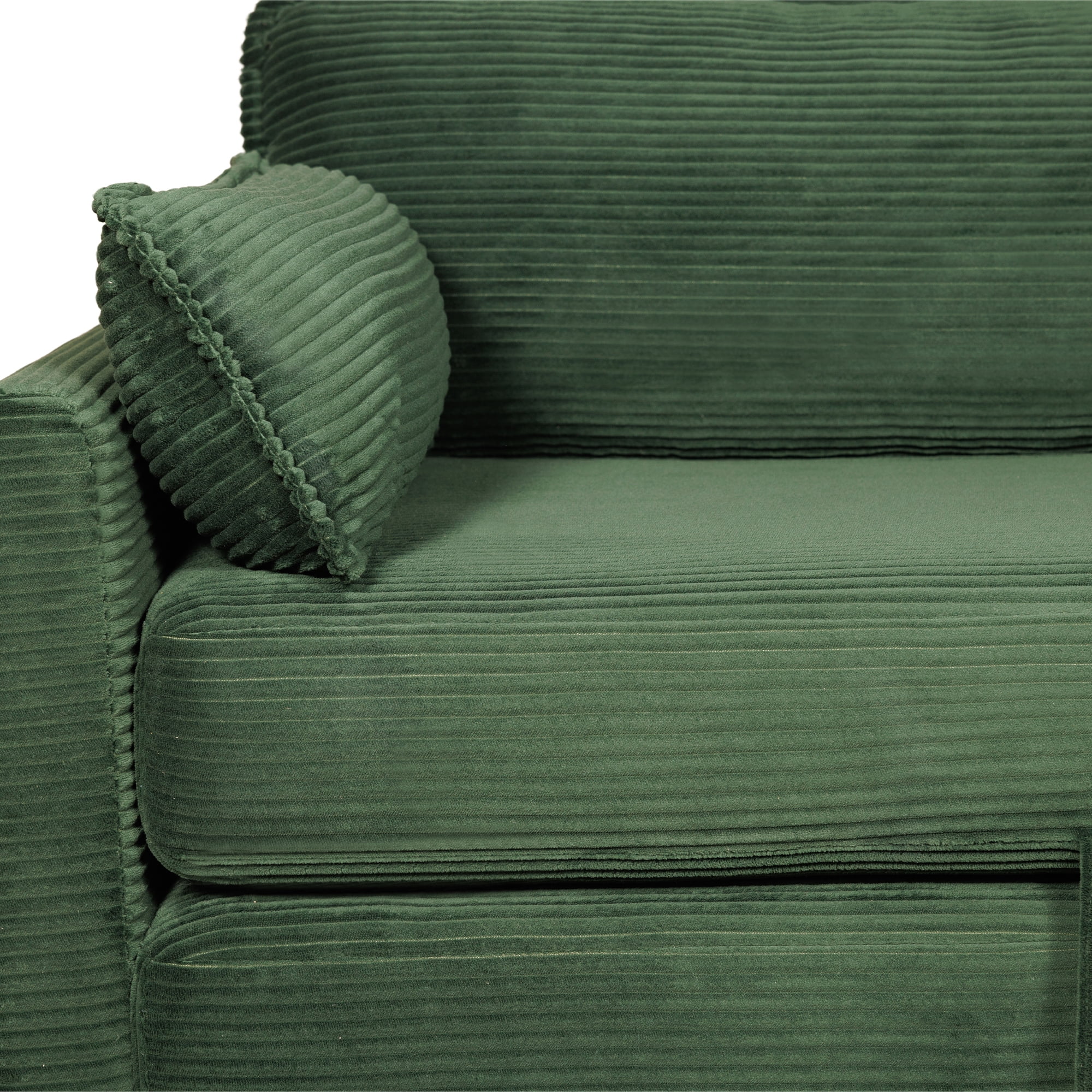 Jopat Convertible Sofa Bed,Corduroy Folding Sofa Bed,Loveseat Sleeper Sofa with Side Storage,Floor Couch for Apartment Living Room Bedroom,Dark Green