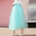 thumbnail image 7 of Tiqkatyck Mardi Gras Skirts For Women Clearance, Women Plus Size Mesh Tulle Skirt Pleated Princess Skirt Mesh Bubble Skirt Long Skirt Mint Green, 7 of 7
