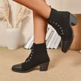 thumbnail image 5 of Bnwani Women Boots New Winter Fashion Toe Square Thick Chunky Casual Splicing Boot Black Size 5.5, 5 of 9