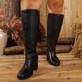 thumbnail image 2 of Willtoo Women's Faux Leather Mid Calf Boots, Pointed Toe Chunky Heel Tall Boots, Elegant Slim Fit Dress Shoes, 2 of 5