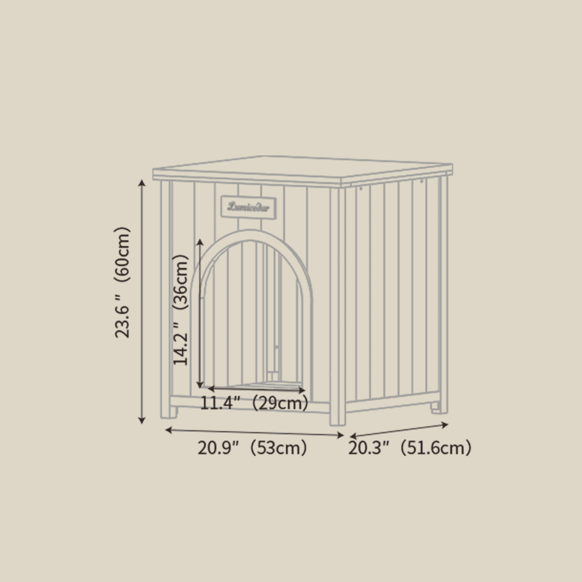 Lumicedar Cream Yellow Flat Roof Pet House  FSC Solid Wood 53×51.6×60 cm Indoor Shelter for Small Cats & Dogs