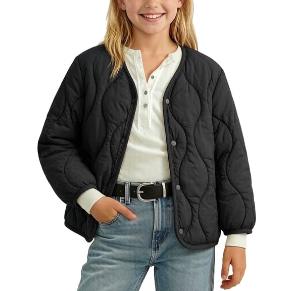 ATOGUTA Puffer Jacket for Girls Warm Kids Zip up Long Sleeve Winter Quilted Jackets Coat Outerwear
