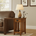 thumbnail image 3 of Leick Home Mission Impeccable Solid Wood Narrow End Table with Drawer, Medium Oak Finish, 3 of 24