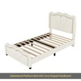 thumbnail image 4 of Twin Size Upholstered Platform Bed with Curve Shaped and Height-adjustbale Headboard,LED Light Strips,White, 4 of 13