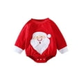 thumbnail image 1 of Qmyliery Baby Boys Girls Christmas Romper, Long Sleeve Crew Neck Santa Claus/Letters Tree Bodysuit for Casual Daily,0-18 Months, 1 of 8