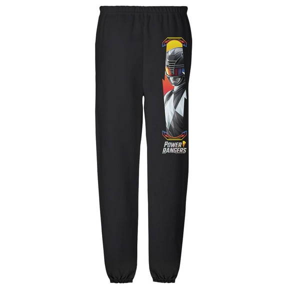 Power Rangers Black Ranger and Logo Mens Jogger Sweatpants, Black, Small