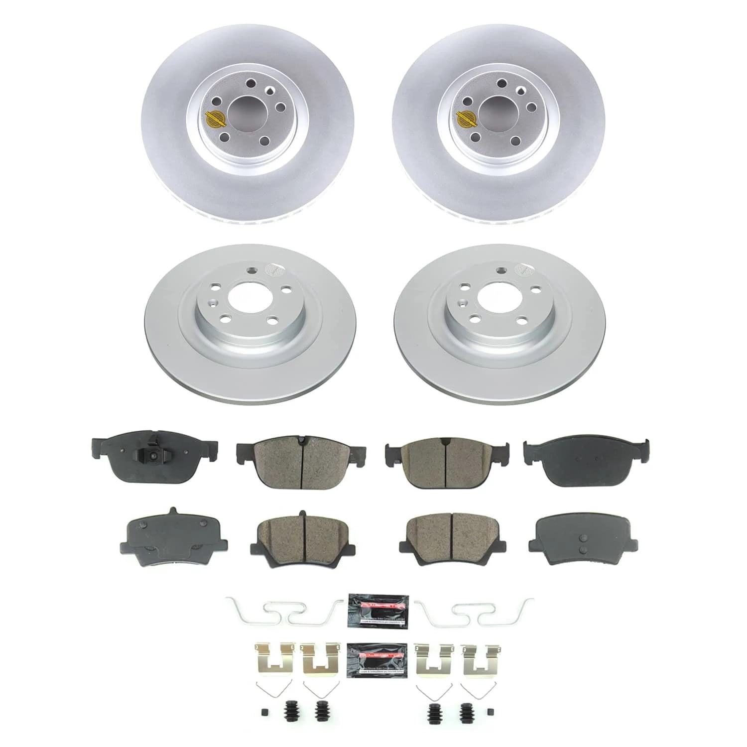PowerStop Front and Rear Geomet Coated Brake Rotor and Pad Kit Fits: VOLVO Select Models CRK8553