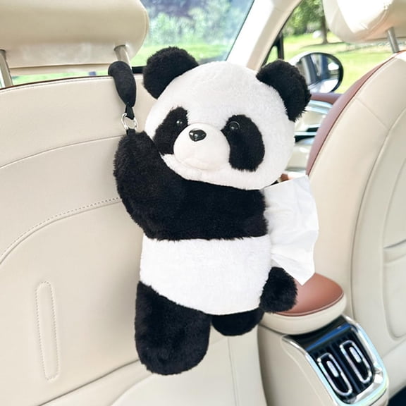 Car Tissue Holder, Hanging Plush Tissue Box Cover with Cartoon Design, Cute Paper Napkin Storage for Auto Home Office, Soft & Durable Auto Accessory