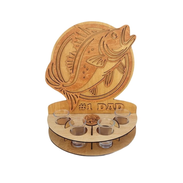 Cup Holder Hand Carved Deer Head Fish Pattern Wooden Cup Holder Country Style Cup Holder Fishing And Theme Bar Decoration Men's Birthday Glass under Counter Rack Rack for Refrigerator Metal Two Tier