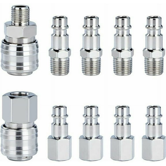 Sarapandan Compressor Quick Fitting 1/4" BSP Pneumatic Air Coupler Kit Hose Fittings Male Female Connector 10 Pieces