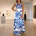 thumbnail image 2 of Fewfanhot Summer Dresses for Women Summer Dresses Maxi Dress V Neck Sleeveless Beach Vacation Sundress Casual Split Long Dress, 2 of 8