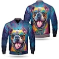 thumbnail image 3 of Hippie Bulldog Portrait oil painting Watercolor Tie-dye Vintage All Over Print 3D Baseball Jacket Dog Lover Gifts Idea Bomber Jacket Softball - 00015, 3 of 6