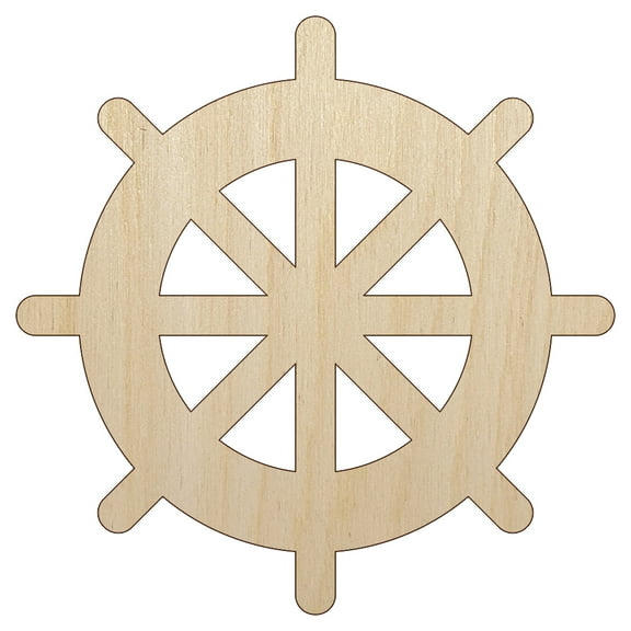 Ship Wheel Nautical Boat Wood Shape Unfinished Piece Cutout Craft DIY Projects - 4.70 Inch Size - 1/8 Inch Thick