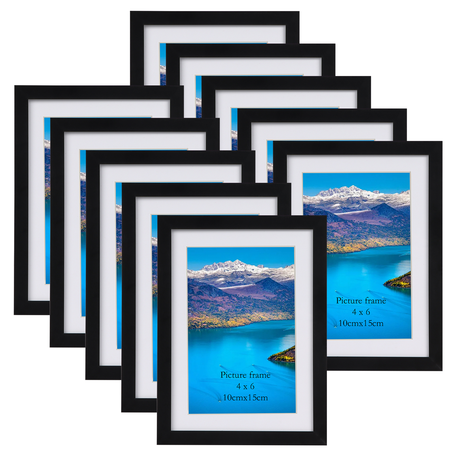 4 Pack 8.5 x 11 Picture Frame, Black 12x16 Frames Matted to 8.5x11
