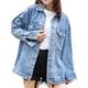 thumbnail image 2 of Chaqueta Vaquera Extragrande de Longitud Media para Mujer, Estilo Motero Azul XXL, 2 of 6